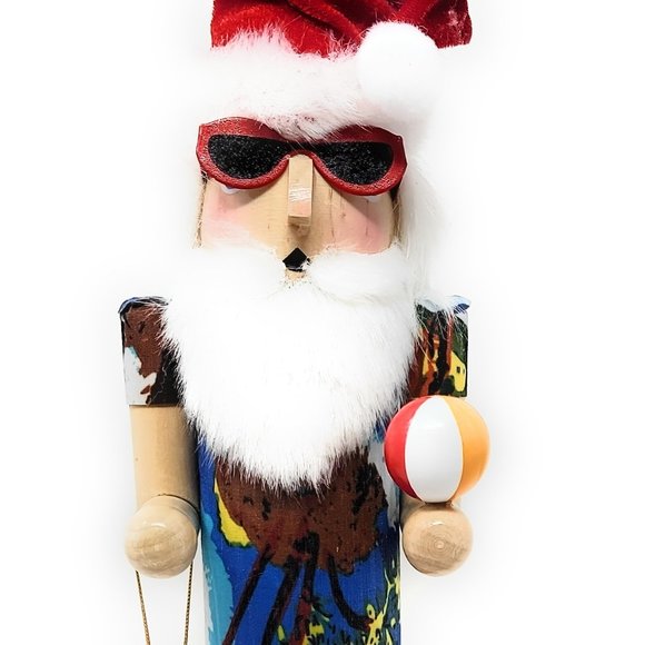 Surfing Santa Beach Wood 15" Nutcracker - Picture 1 of 3